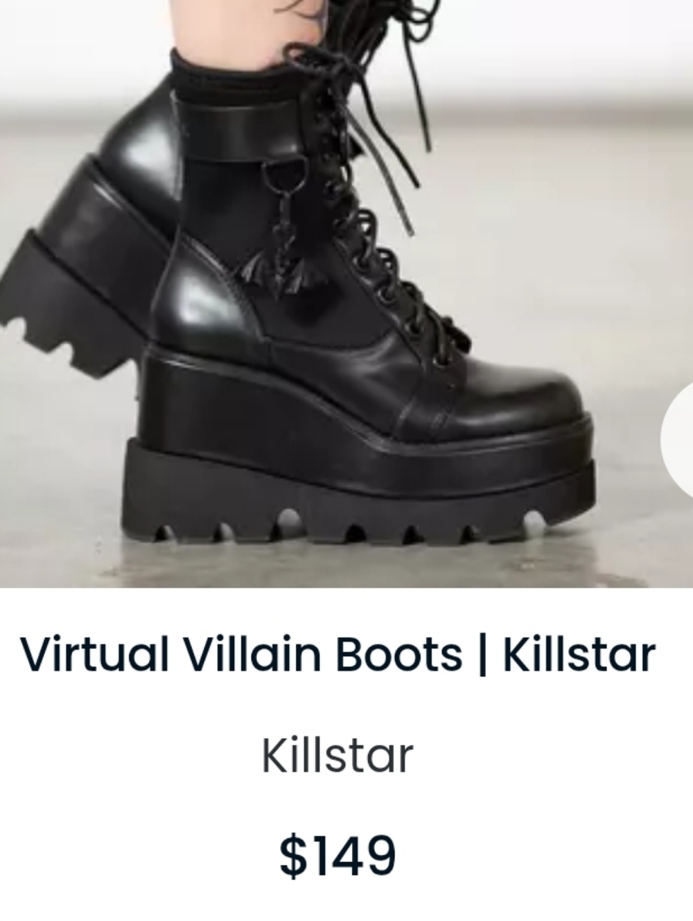 NWOT Killstar Virtual Villain Boots Sz 9 Black
